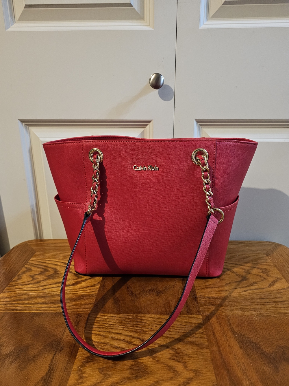 Calvin Klein Red Chain-Handle Tote